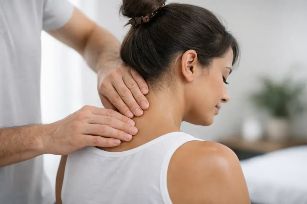 Massagem terapêutica cervical para tensão