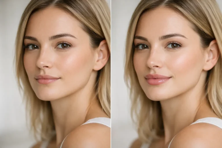 Preenchimento labial natural antes e depois